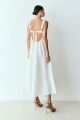 Imagem adicional 1 do item Vestido Mídi Com Pregas Costas Abertas E Amarração Branco Zen