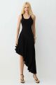 Imagem adicional 3 do item Vestido Mídi Com Barra Assimétrica Com Fluidez Preto Zen
