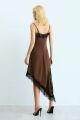 Imagem adicional 2 do item Vestido Mídi Alças Finas Com Detalhe Em Renda Marrom Zen