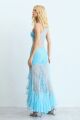 Imagem adicional 5 do item Vestido Mídi Em Renda Com Barra Assimetria Volumosa Azul Oceano Zen