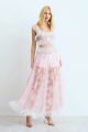 Imagem adicional 2 do item Vestido Mídi Em Renda Com Detalhes Alças e Decote Rosa Bebê zen