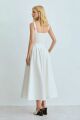 Imagem adicional 4 do item Vestido Mídi Recortes Pespontados E Renda Decote Off White