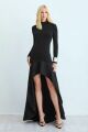 Imagem adicional 1 do item Vestido Mullet Ajustado Com Barra Estruturada Preto Zen