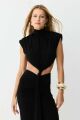 Imagem adicional 0 do item Vestido Mídi Abertura Lateral E Costas Detalhe Frontal Preto Zen