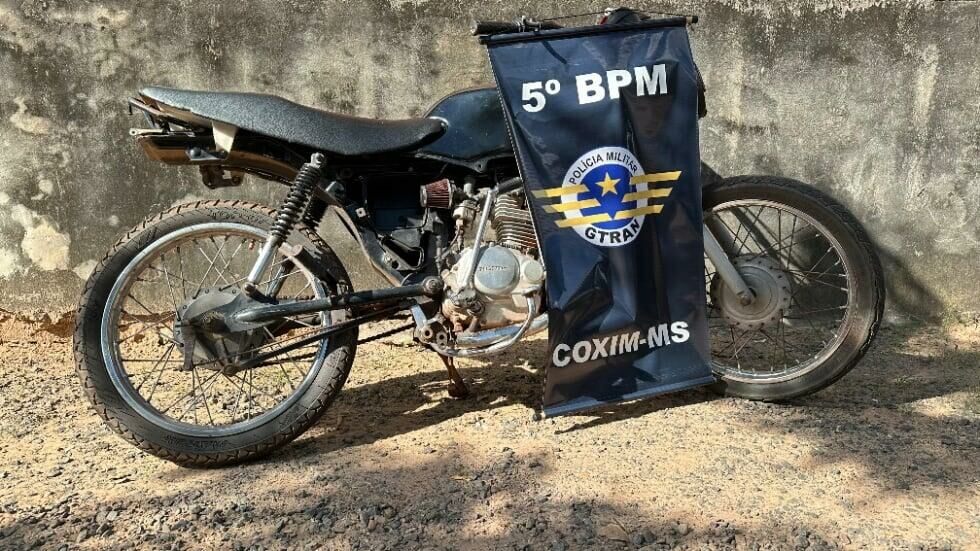 Imagem de compartilhamento para o artigo Polícia Militar de Coxim apreende motocicleta irregular em ação no Bairro Piracema da MS Todo dia