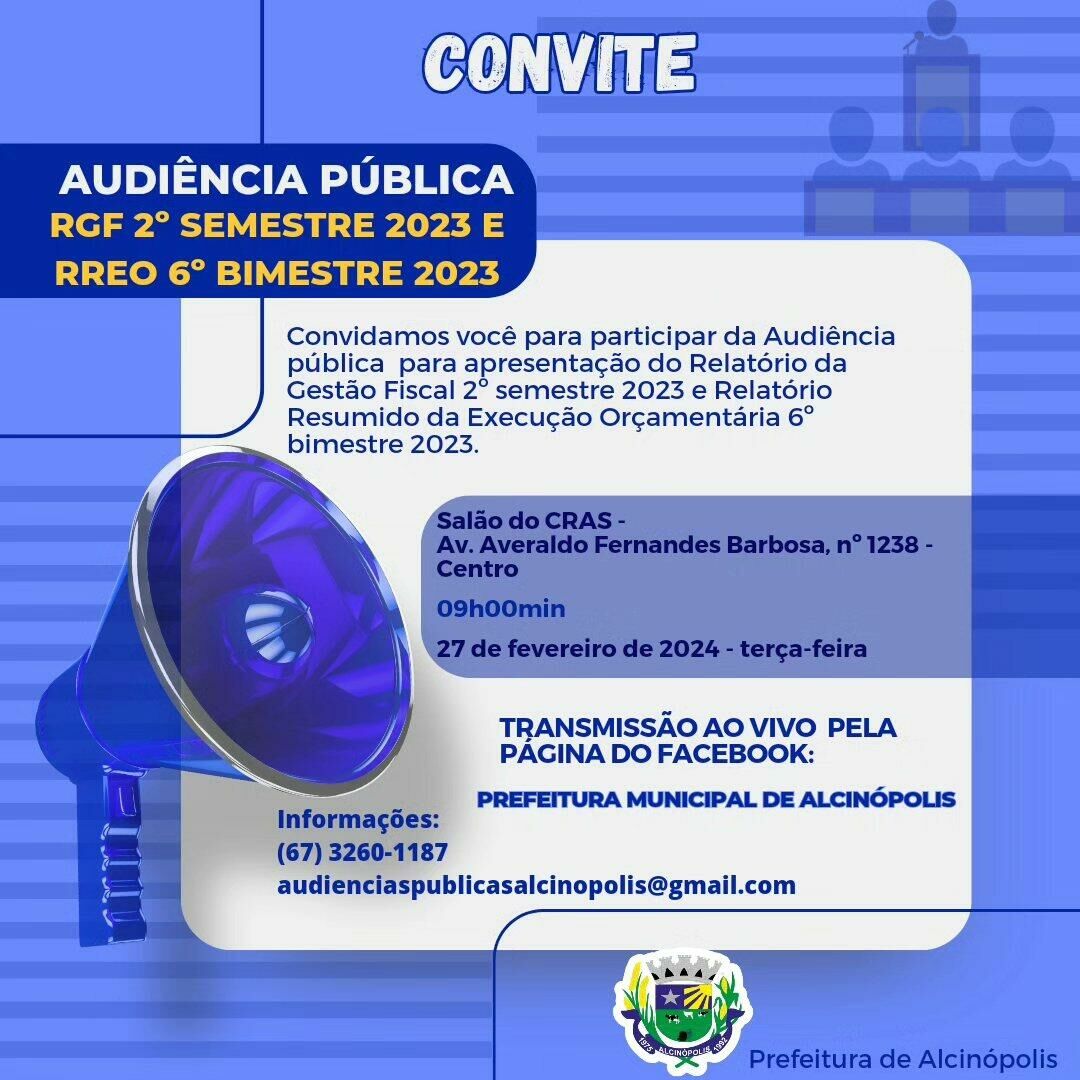 Imagem de compartilhamento para o artigo Prefeitura de Alcinópolis promove Audiência Pública na terça-feira para prestação de contas da MS Todo dia