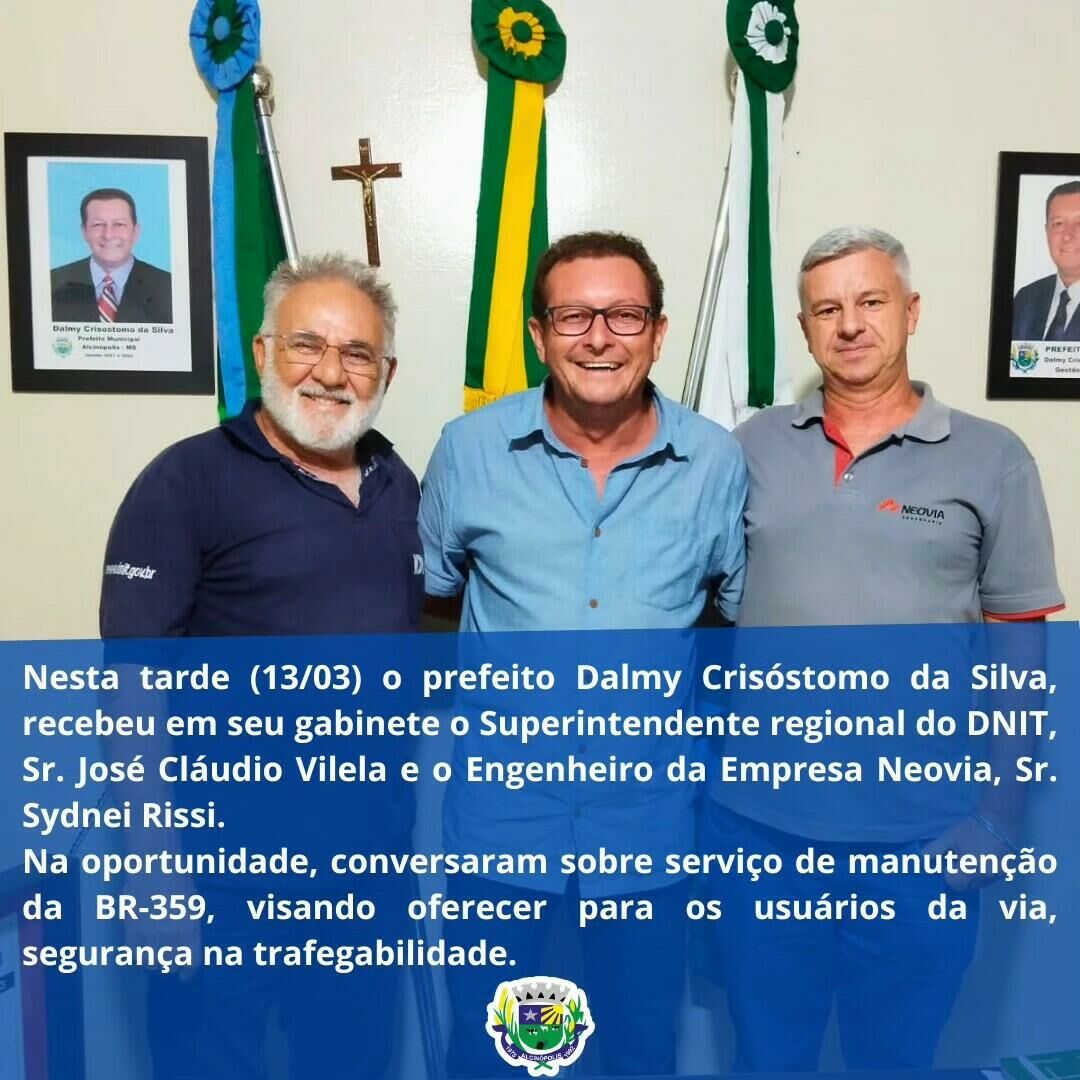Imagem de compartilhamento para o artigo Prefeito de Alcinópolis discute manutenção da BR-359 com representantes do DNIT da MS Todo dia