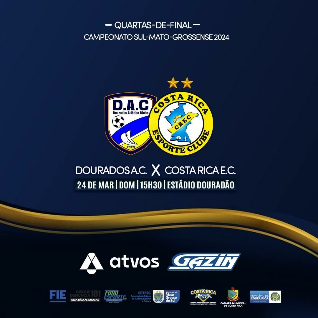 Imagem de compartilhamento para o artigo Costa Rica Esporte Clube busca vaga nas semi-finais do Campeonato Estadual Sul-Mato-Grossense 2024 da MS Todo dia