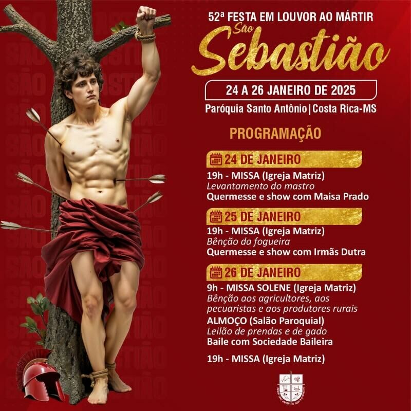 Imagem de compartilhamento para o artigo Começa nesta sexta (24) a Festa de São Sebastião em Costa Rica da MS Todo dia