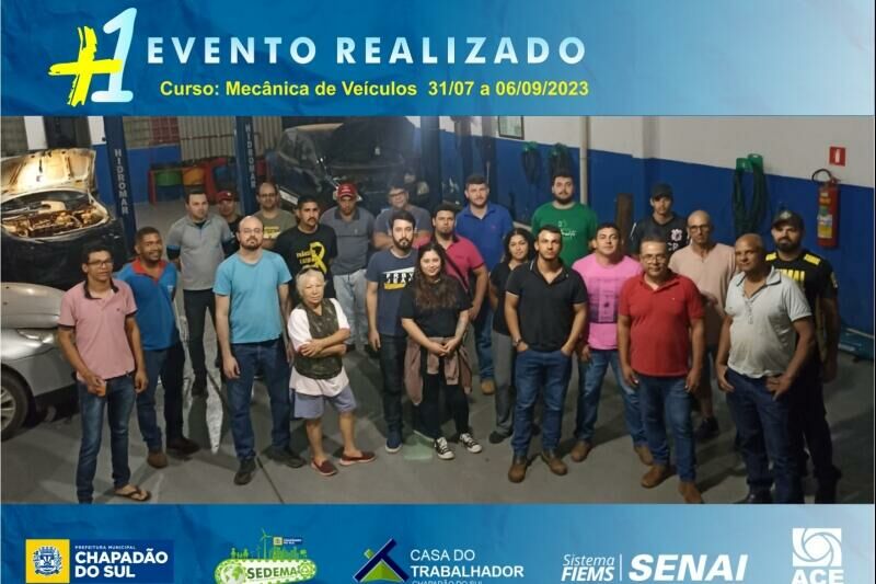Imagem de compartilhamento para o artigo Prefeitura de Chapadão do Sul promove curso de qualificação em mecânica básica de veículos leves da MS Todo dia
