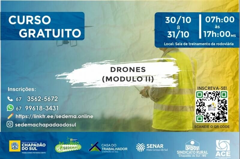 Imagem de compartilhamento para o artigo Capacitação: Prefeitura de Chapadão do Sul promove curso de drones para o agronegócio da MS Todo dia