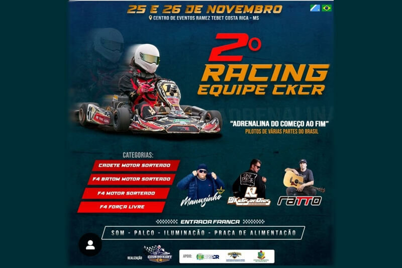 Imagem de compartilhamento para o artigo Evento de kart promete diversão e emoção neste final de semana em Costa Rica da MS Todo dia