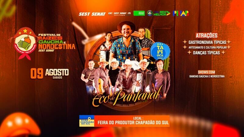 Imagem de compartilhamento para o artigo Festival das Raízes unirá culturas gaúcha e nordestina em Chapadão do Sul da MS Todo dia