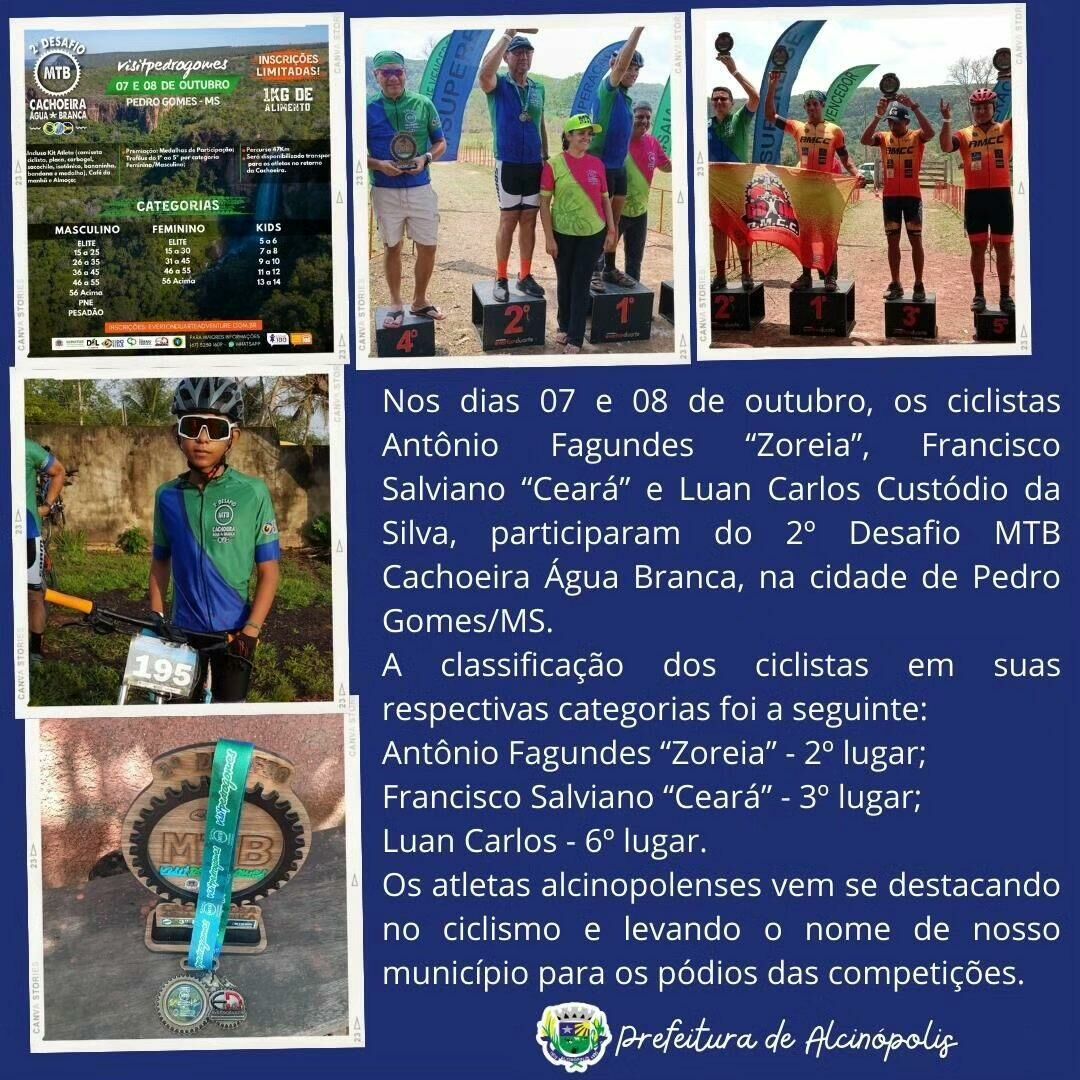 Imagem de compartilhamento para o artigo Ciclistas de Alcinópolis são destaques no 2° Desafio MTB de Pedro Gomes da MS Todo dia