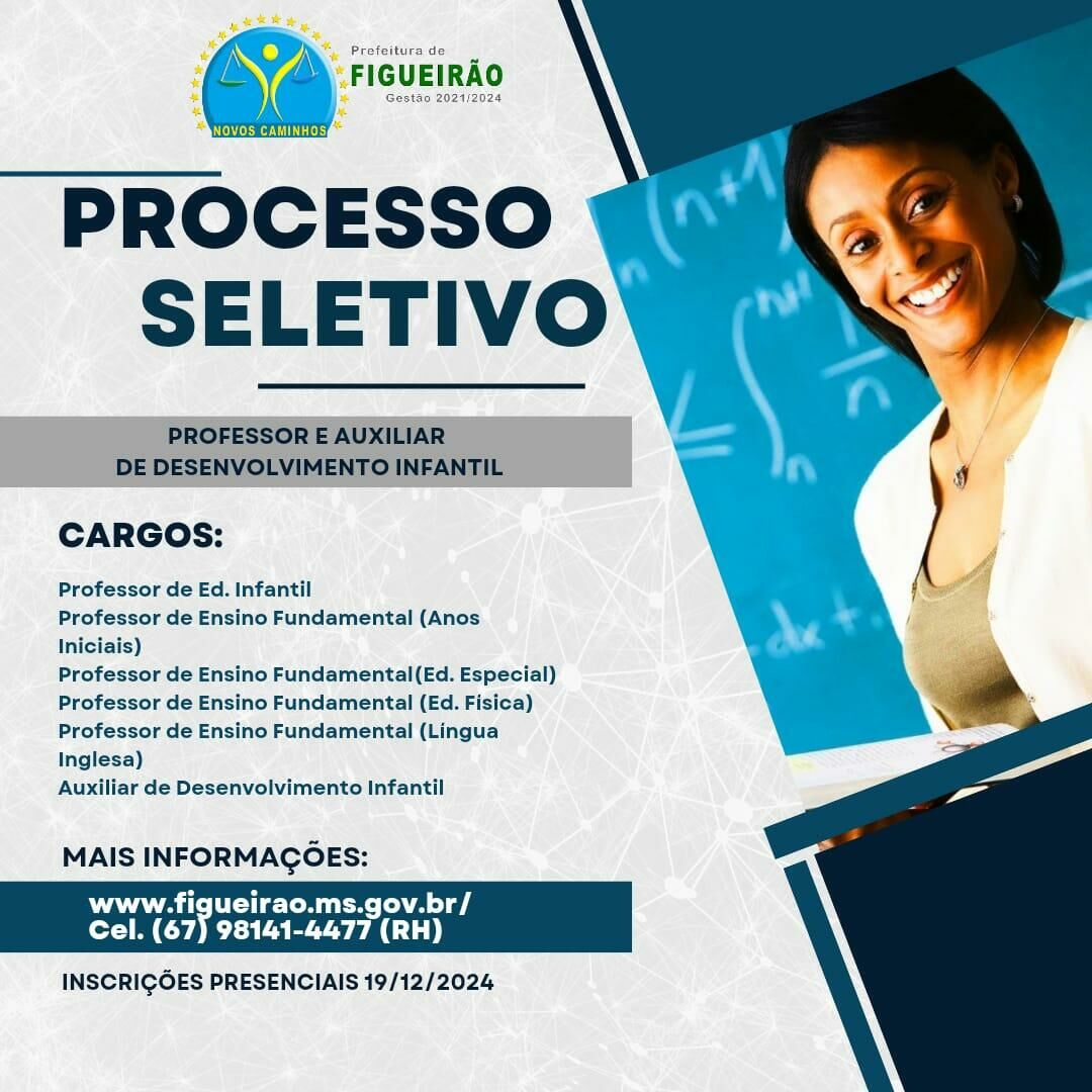 Imagem de compartilhamento para o artigo Prefeitura de Figueirão abre processo seletivo para professores e auxiliares de desenvolvimento infantil da MS Todo dia