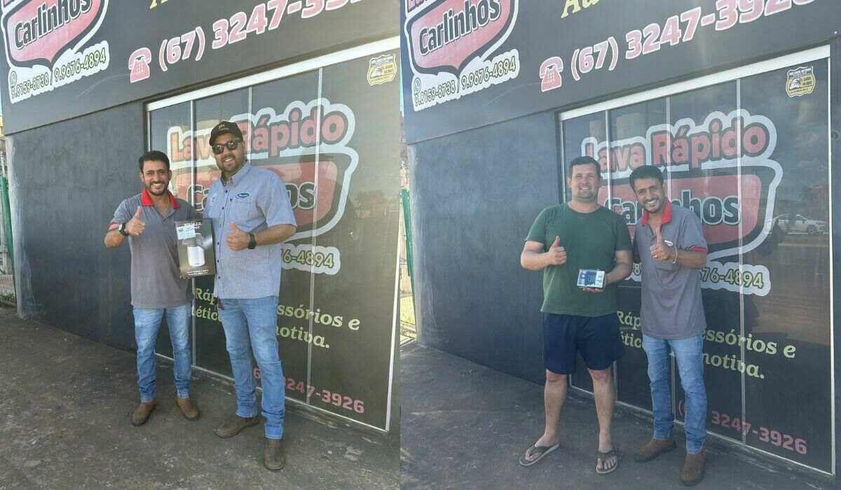 Imagem de compartilhamento para o artigo Show de aniversário: Carlinhos presenteou 5 clientes no aniversário do Lava Rápido em Costa Rica da MS Todo dia