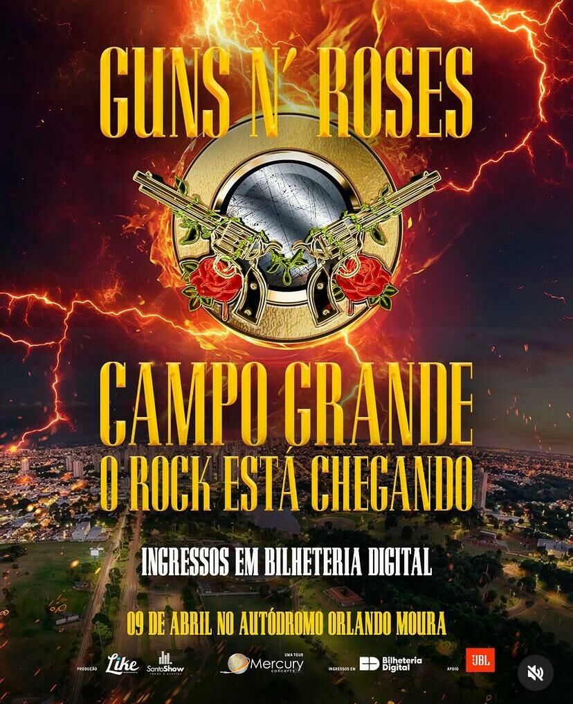 Imagem de compartilhamento para o artigo Morador monta estacionamento com praça de alimentação e telão para fãs do Guns N’ Roses em Campo Grande da MS Todo dia