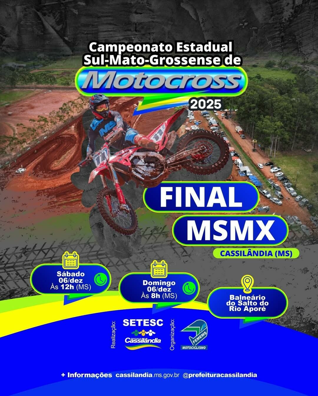 Imagem de compartilhamento para o artigo Cassilândia recebe a Final do Campeonato MS de Motocross 2025, neste sábado (6) da MS Todo dia