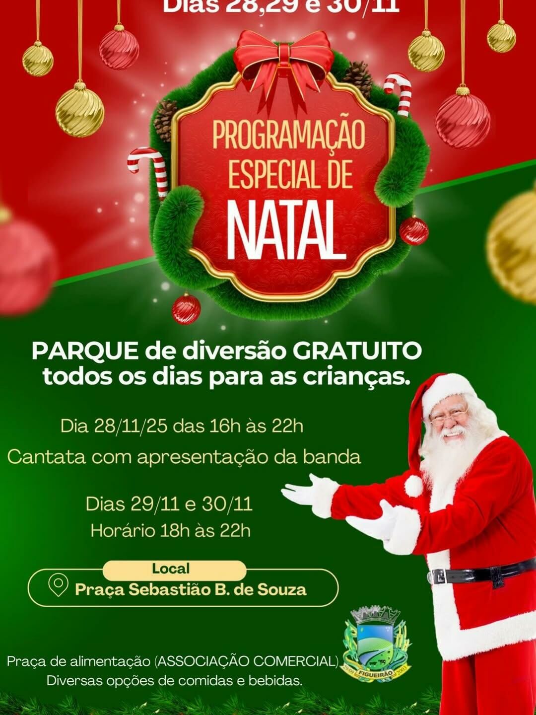 Imagem de compartilhamento para o artigo Prefeitura de Figueirão anuncia programação especial de Natal; festa começa na sexta (28) da MS Todo dia
