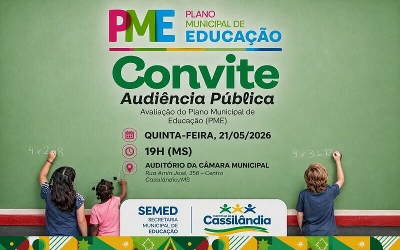 Imagem de compartilhamento para o artigo Prefeitura de Cassilândia realiza audiência pública para avaliação do Plano Municipal de Educação da MS Todo dia