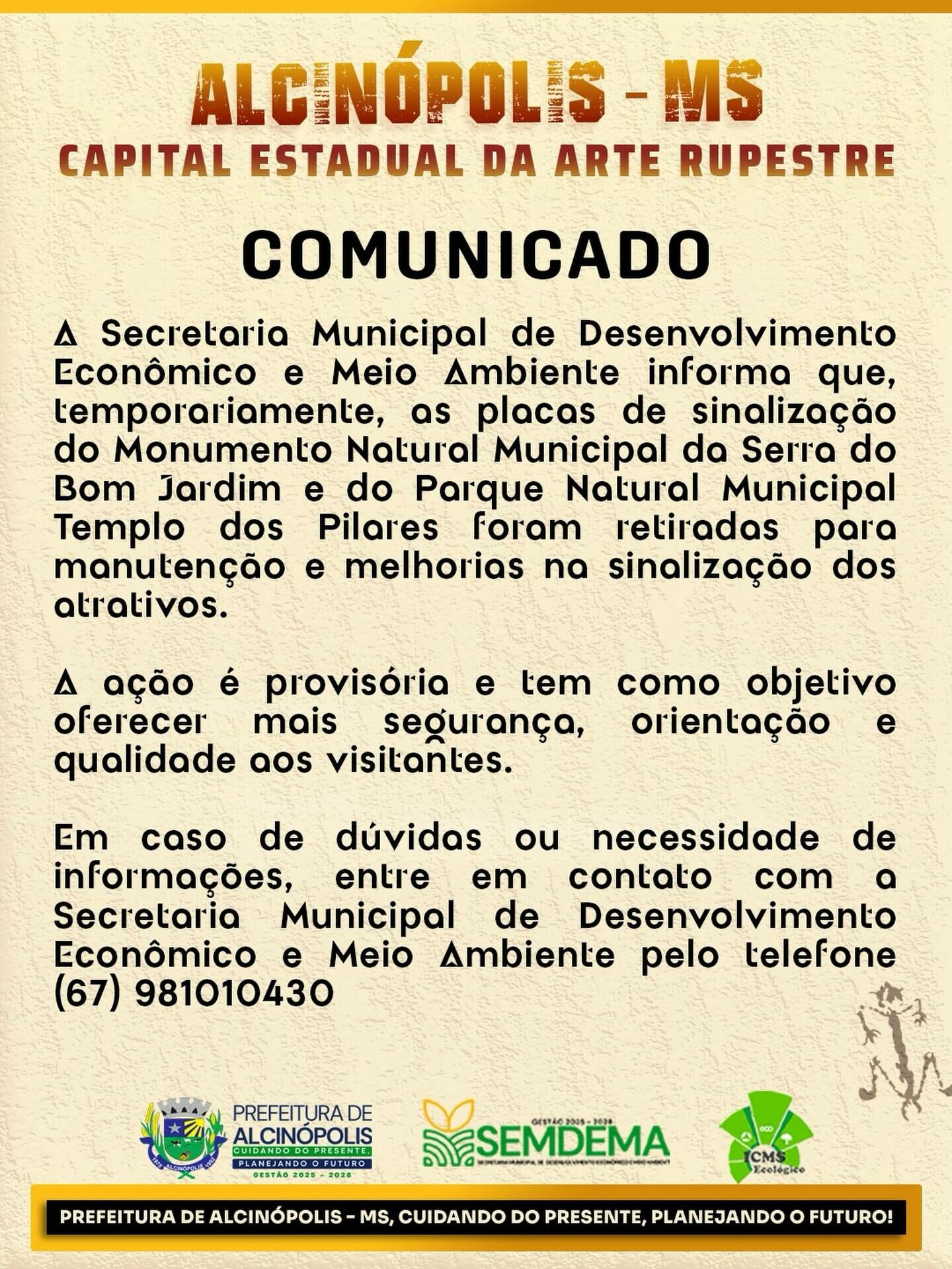 Imagem de compartilhamento para o artigo Para melhorar a segurança, Alcinópolis realiza manutenção em placas de sinalização de atrativos turísticos da MS Todo dia