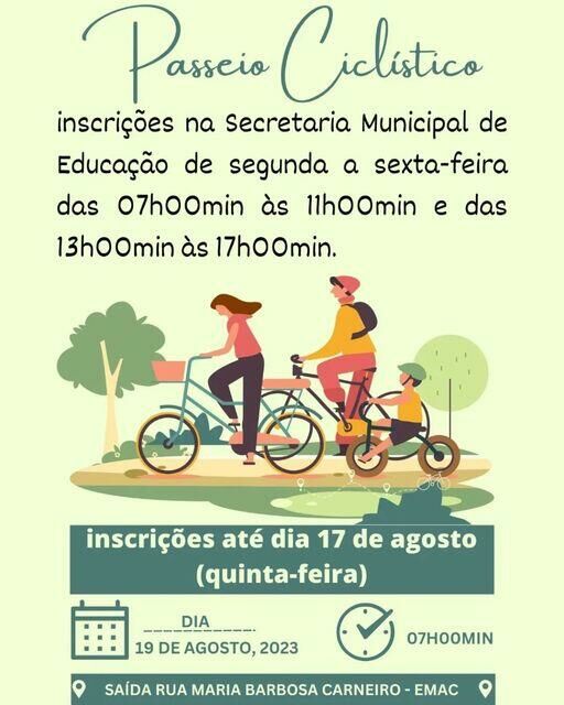 Para participar do passeio ciclístico, os interessados devem se