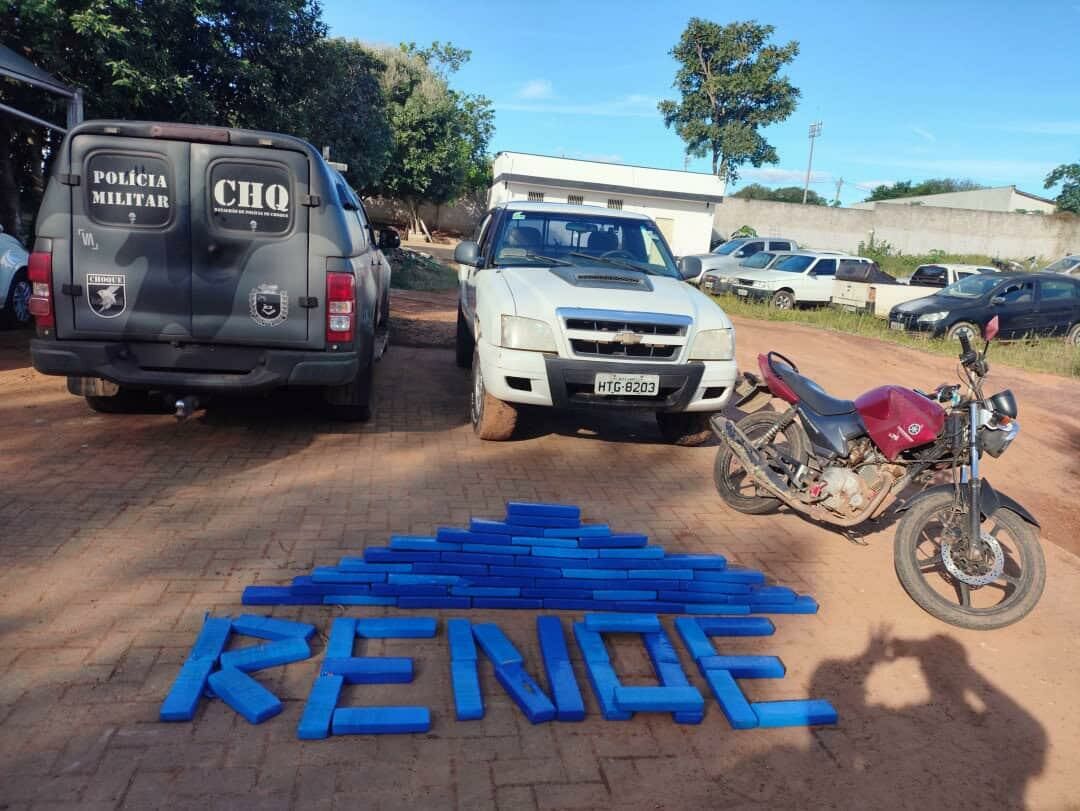 Imagem de compartilhamento para o artigo Choque apreende quase 60 kg de maconha, armas e prende três durante Operação Renoe em Coxim da MS Todo dia