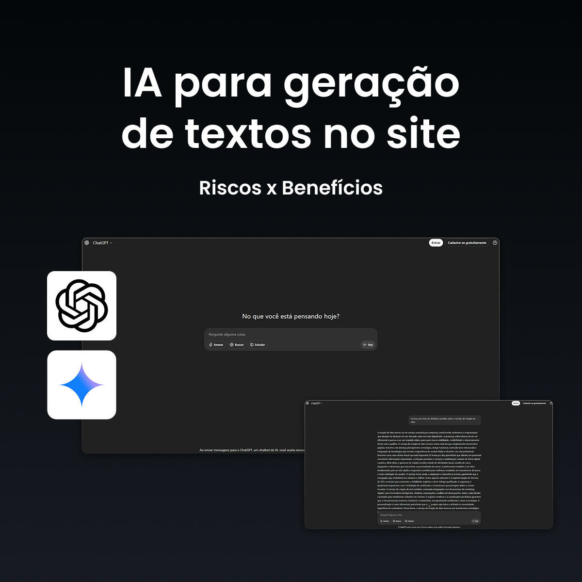 Imagem principal de IA para geração de textos em sites: quais os riscos e benefícios da ferramenta