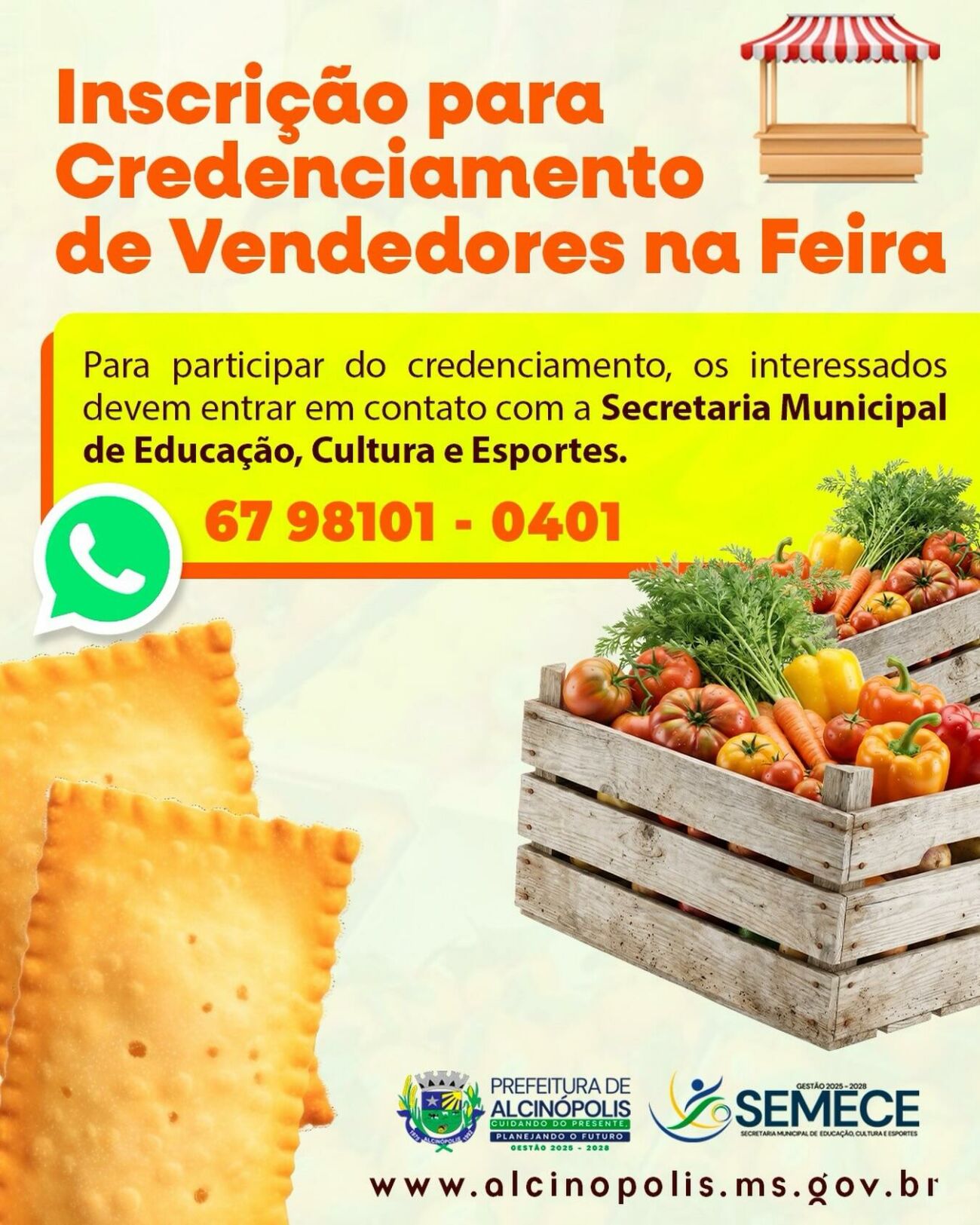 Ilustração da notícia Alcinópolis abre inscrições do credenciamento de vendedores para feira municipal da MS Todo dia