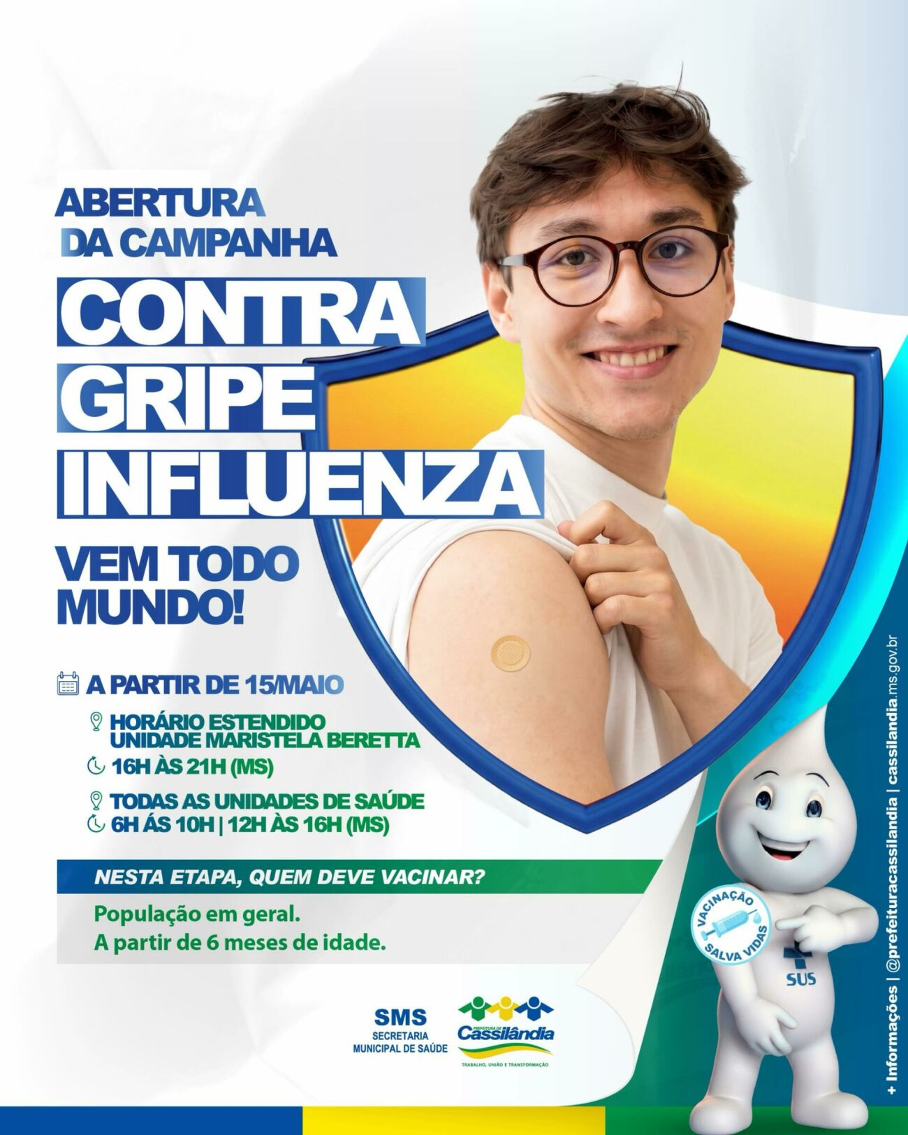 Ilustração da notícia Cassilândia libera vacinação contra gripe para toda a população acima de 6 meses da MS Todo dia