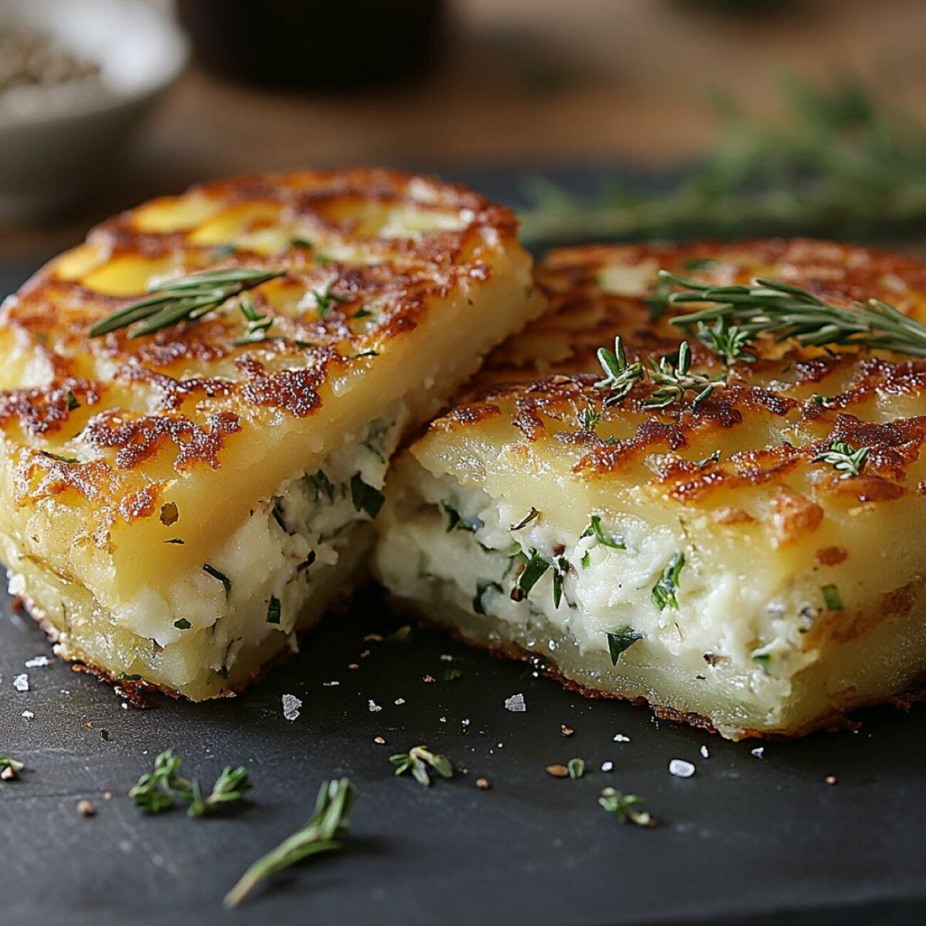 Imagem principal Batata Rosti Dourada com Recheio Cremoso de Tofu, Brócolis e Toque de Ervas Frescas