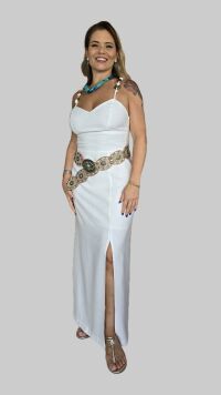 Imagem adicional 0 do item Cinto Boho de Couro Bege com Pedraria – Estilo Boêmio, Artesanal e Durável para Looks Únicos