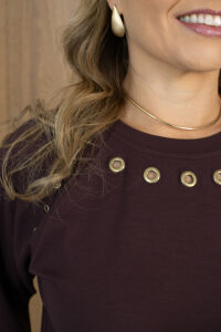 Imagem adicional 3 do item Blusa Trend - Marrom - em Moletinho com Toque Fashion dos Ilhoses