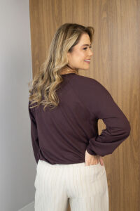 Imagem adicional 6 do item Blusa Trend - Marrom - em Moletinho com Toque Fashion dos Ilhoses