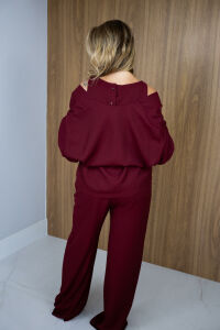 Imagem adicional 2 do item Calça Isadora de Viscolinho com Elástico no Cós e Forro Interno – Leve e Confortável - Marsala