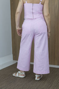 Imagem adicional 3 do item Calça Pantacourt Feminina Lúmen - Rosa - em 100% Algodão – Leveza e Estilo