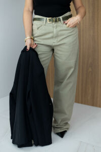 Imagem adicional 6 do item Calça Wide Leg Essentials - Verde Oliva