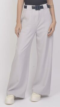 Imagem adicional 1 do item Calça Cinza de Alfaiataria com Cinto Integrado - Design Refinado e Ajuste Impecável para Estilo Sofisticado