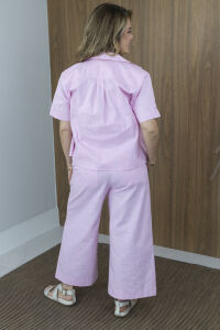 Imagem adicional 5 do item Camisa Feminina Lúmen - Rosa- Manga Curta em 100% Algodão