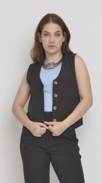 Imagem adicional 2 do item Colete Teresa Preto – Alfaiataria Feminina Elegante e Refinada