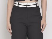 Imagem adicional 3 do item Conjunto Preto de Alfaiataria Feminino: Calça Reta com Listras no Cós e Colete para Elegância e Estilo Moderno