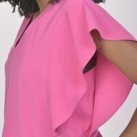 Imagem adicional 3 do item Conjunto de Alfaiataria com Calça Reta e Blusa Manga Morcego - Rosa Pink