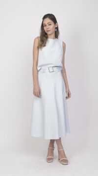 Imagem adicional 0 do item Conjunto de Alfaiataria com Saia Evasê e Cropped Lara Cross Time - Elegância e Estilo - Azul