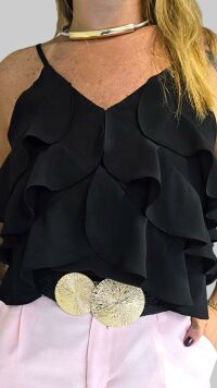 Imagem adicional 1 do item Cinto Feminino Elástico com Fivela Redonda de Metal Folhado – Conforto e Estilo para Qualquer Look