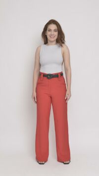Imagem adicional 0 do item Calça Vermelha Reta de Alfaiataria com Corte Clássico - Design Sofisticado para Looks Modernos