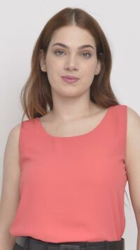 Imagem adicional 0 do item Regata Feminina Coral em Crepe com Decote U - Versátil e Elegante