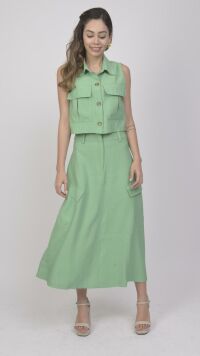 Imagem adicional 0 do item Colete de Alfaiataria Feminino Verde com Bolso Frontal e Detalhes Sofisticados