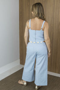 Imagem adicional 7 do item Top Cropped Feminino Lúmen - Azul - com Decote Coração e Alça Regulável