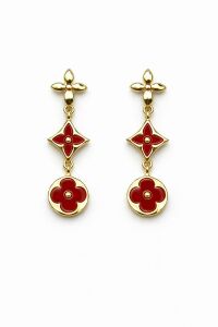 Imagem de Brinco Trevo Vermelho/Dourado