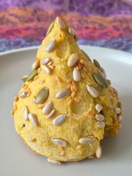 Image from the news article: Baked Sweet Potato Coxinha with Broccoli and Tofu